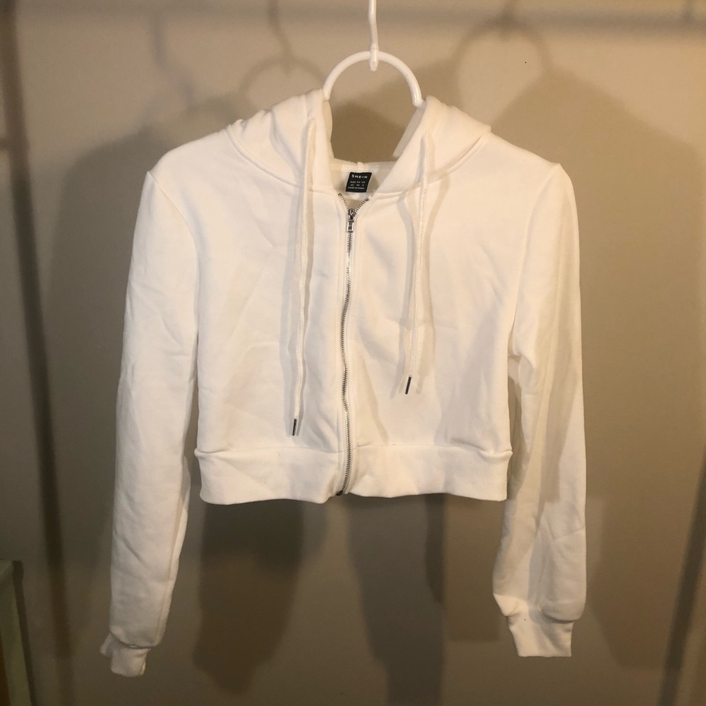 White Shein cropped sweatshirt